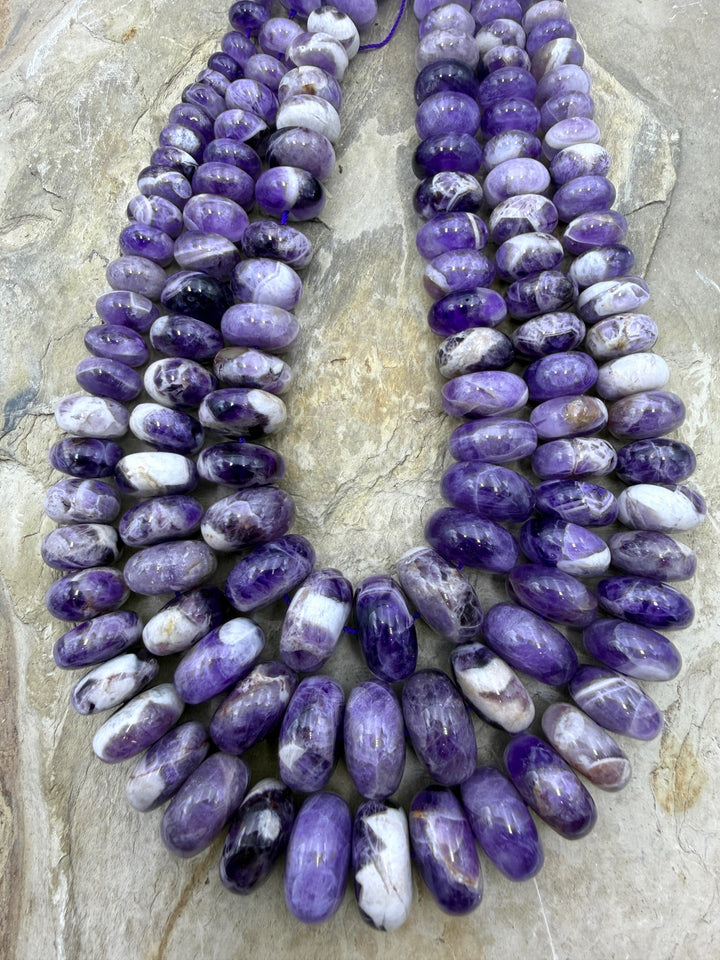 Natural Amethyst BIG Graduated Rondelle Strand 8-18mm 18