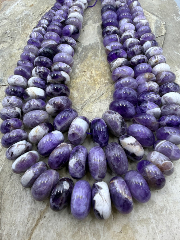 Natural Amethyst BIG Graduated Rondelle Strand 8-18mm 18