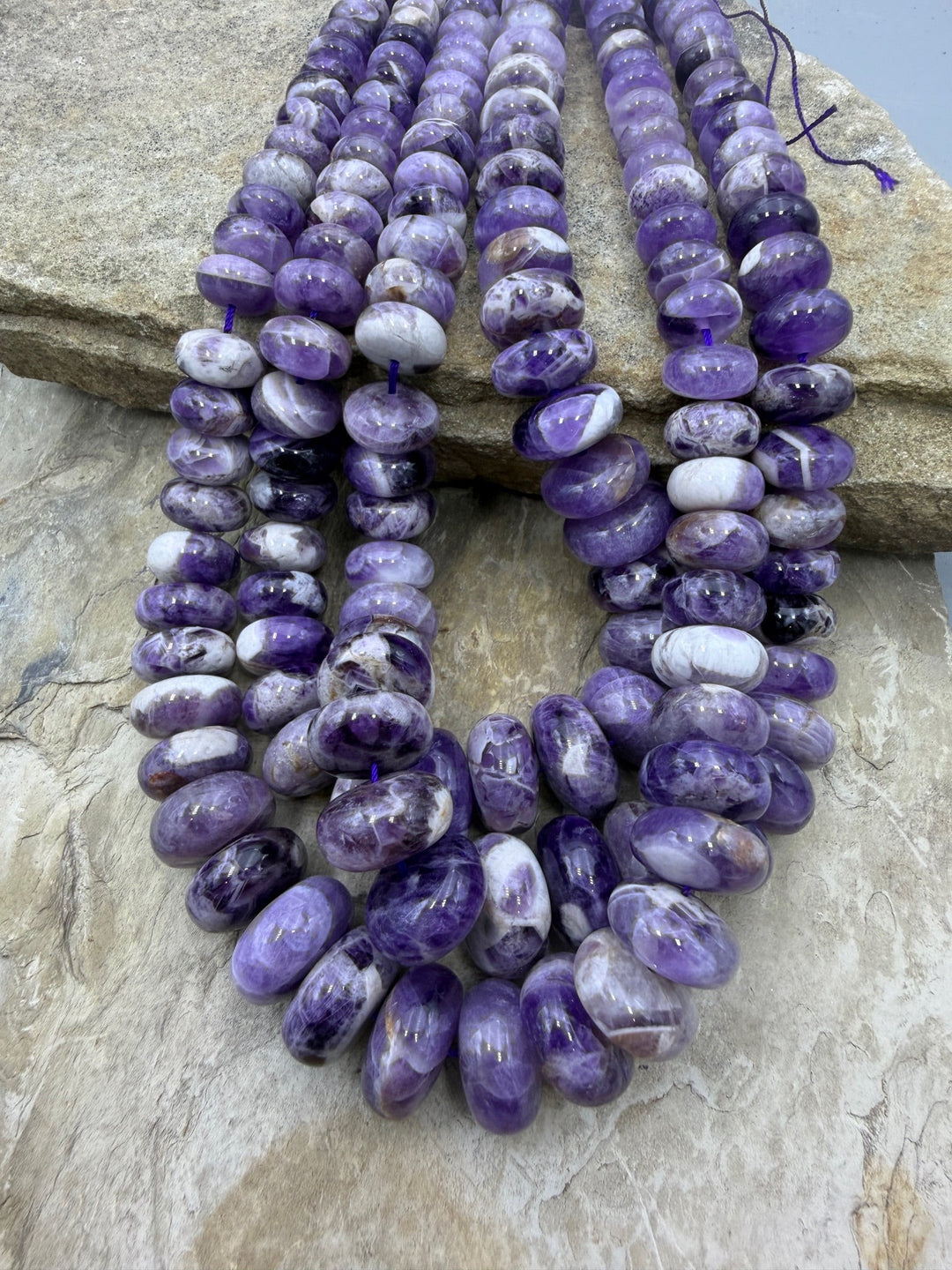 Natural Amethyst BIG Graduated Rondelle Strand 8-18mm 18