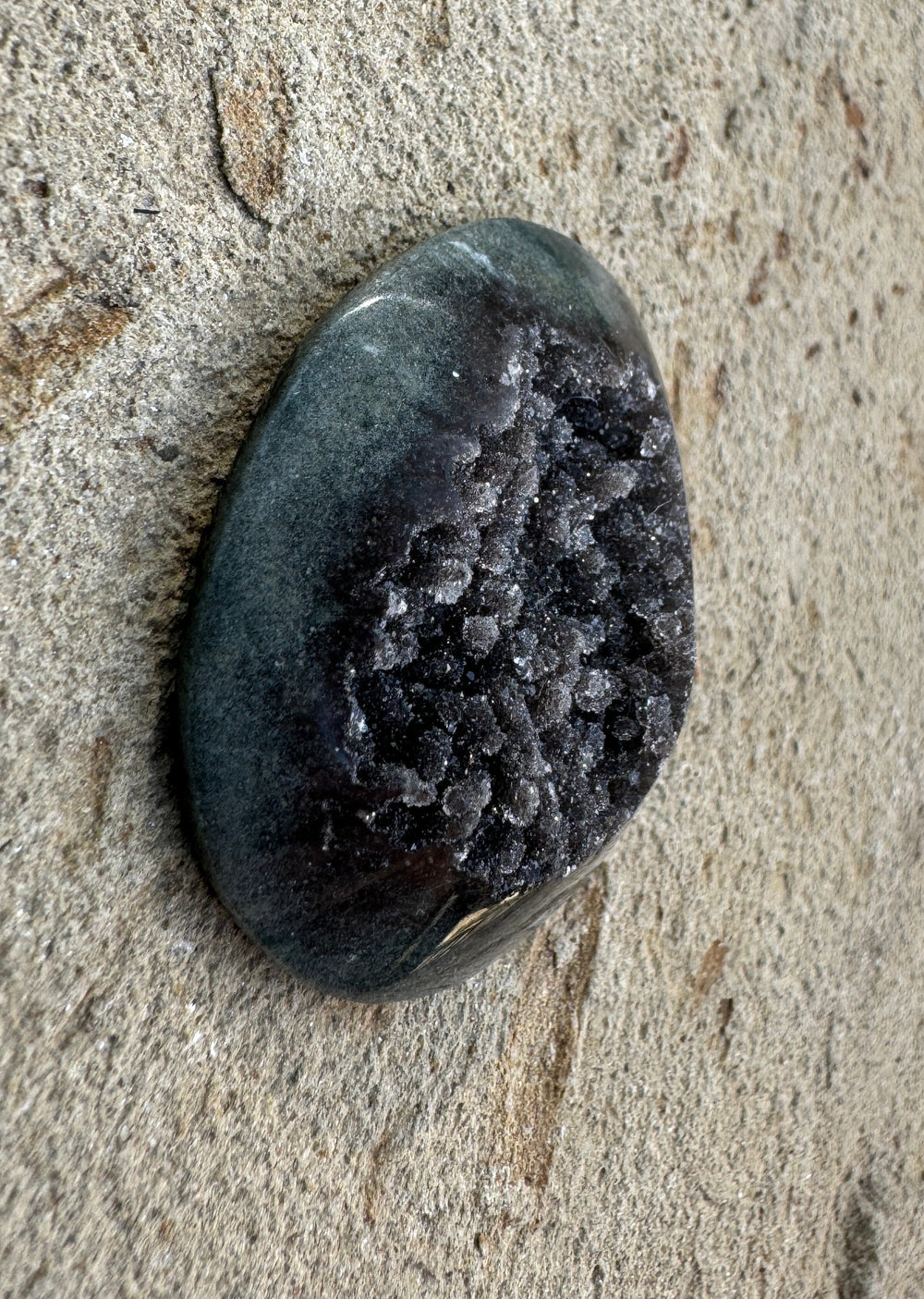 Natural amethyst druzy big designer cabochon 40x46mm