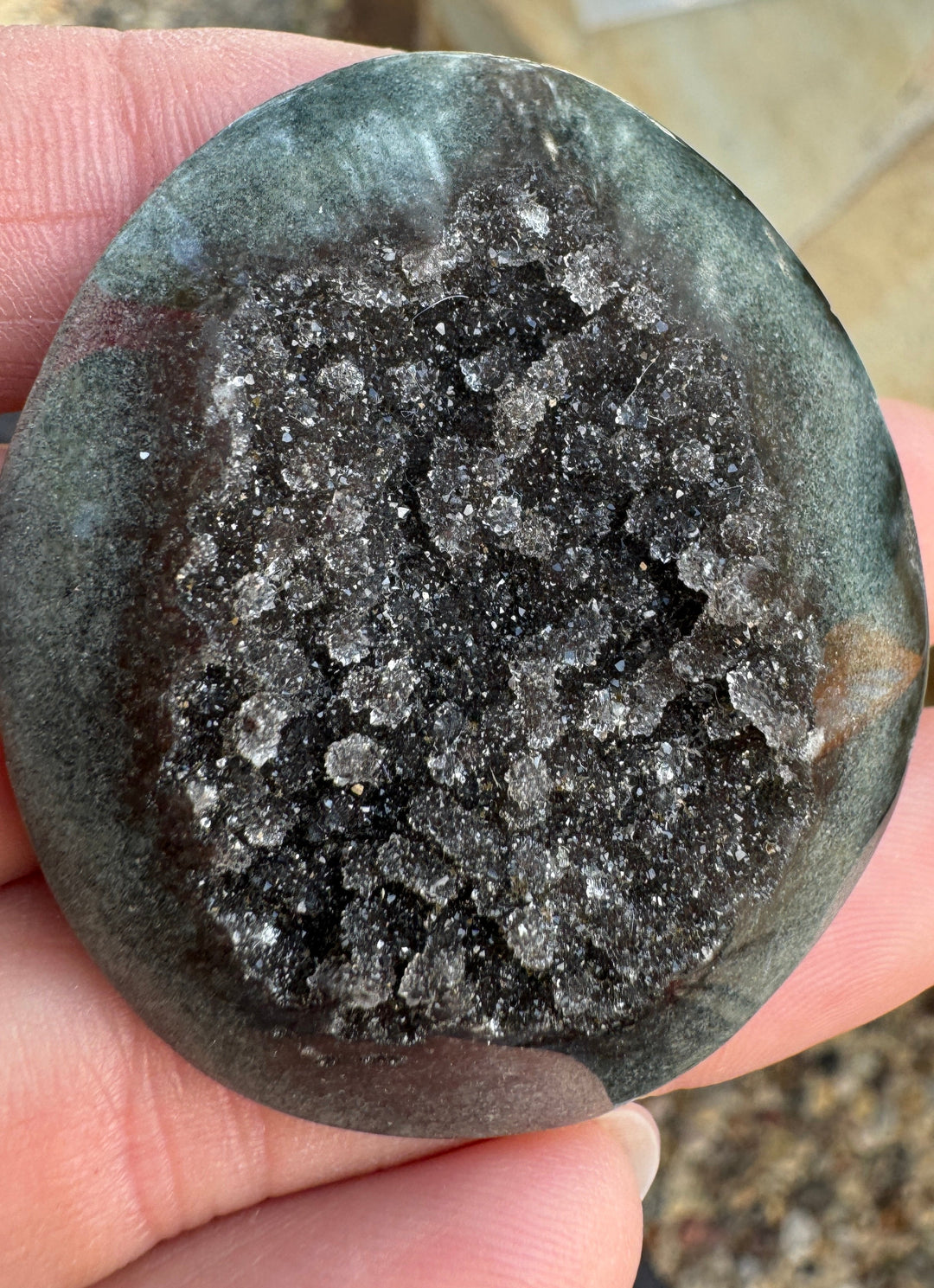 Natural amethyst druzy big designer cabochon 40x46mm