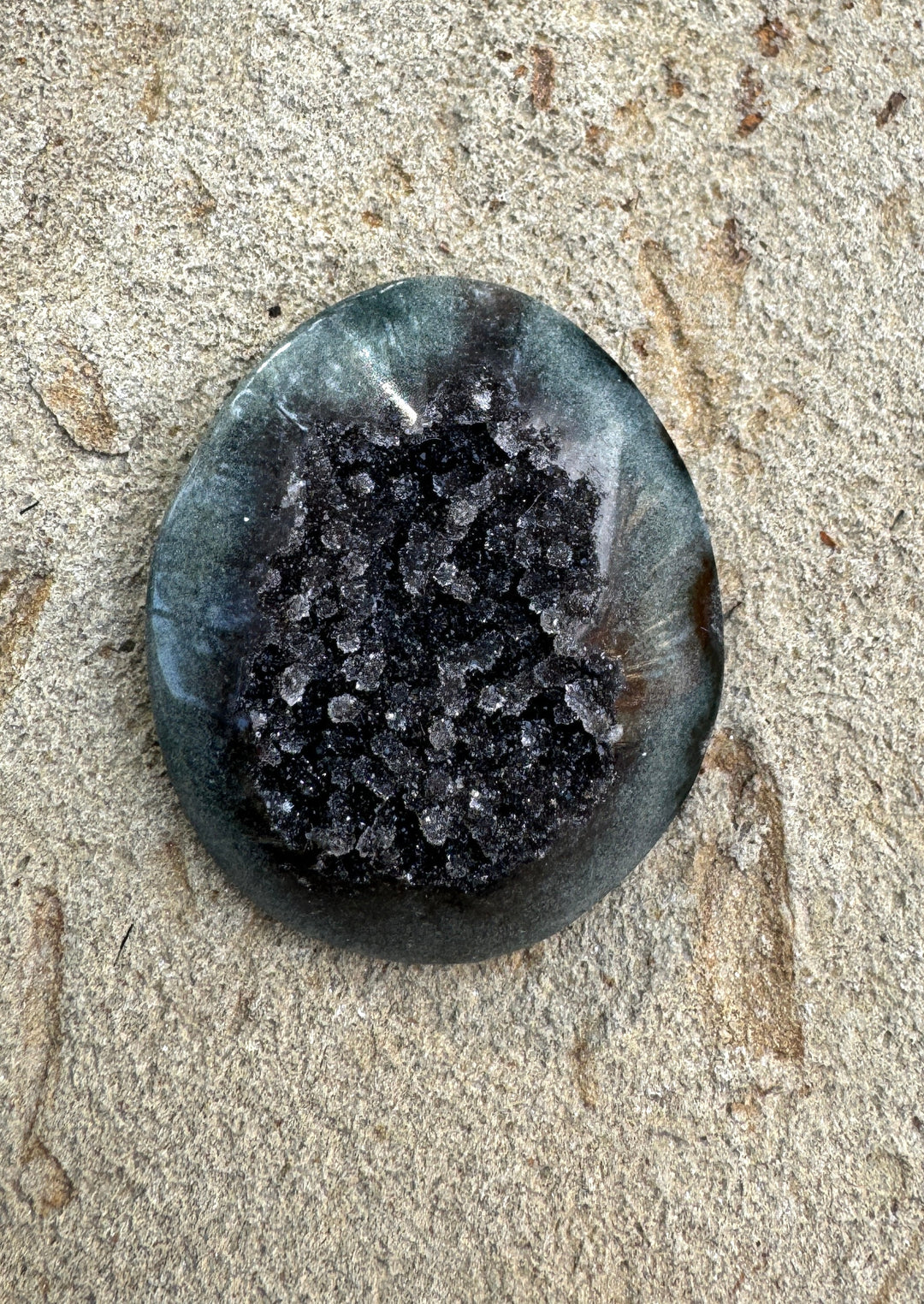 Natural amethyst druzy big designer cabochon 40x46mm