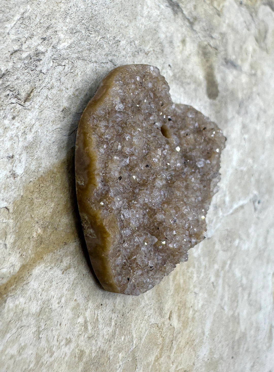 Natural Amethyst Druzy Heart SHAPED Focal Pendant 30X32mm