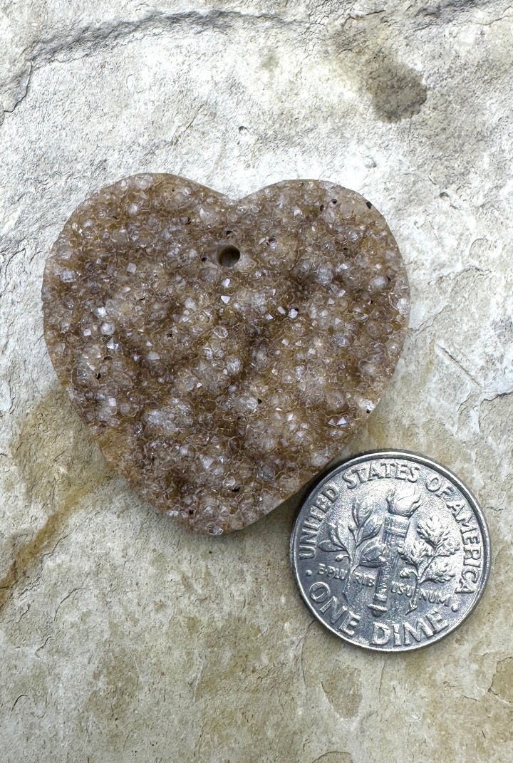 Natural Amethyst Druzy Heart SHAPED Focal Pendant 30X32mm