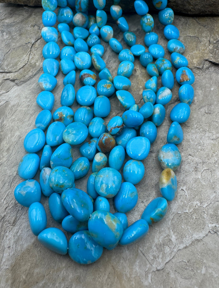 Natural Armenian Turquoise 5x8-10x10mm Rounded Flat Nugget