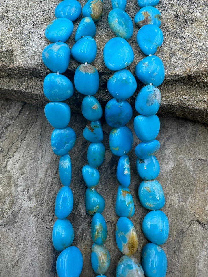 Natural Armenian Turquoise 5x8-10x10mm Rounded Flat Nugget