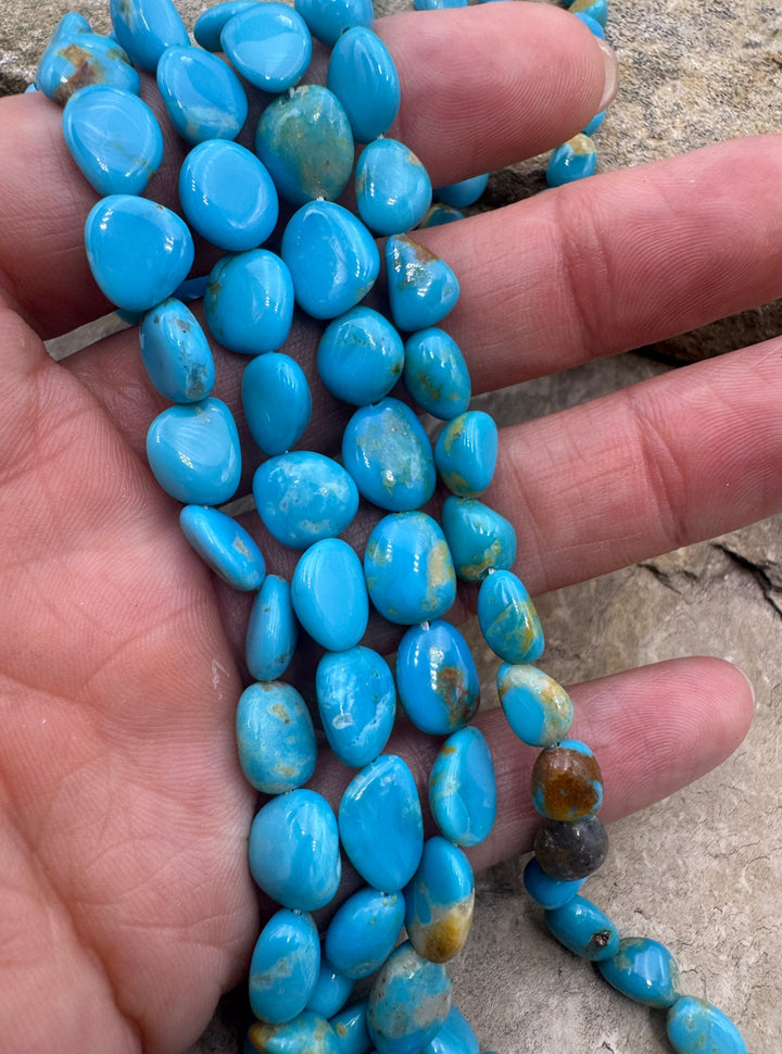Natural Armenian Turquoise 5x8-10x10mm Rounded Flat Nugget