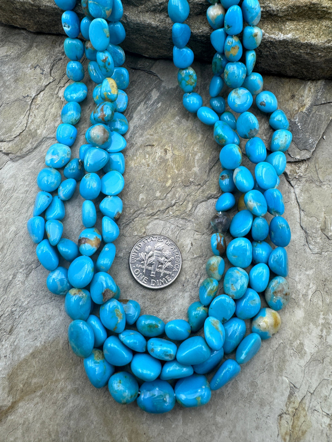 Natural Armenian Turquoise 5x8-10x10mm Rounded Flat Nugget