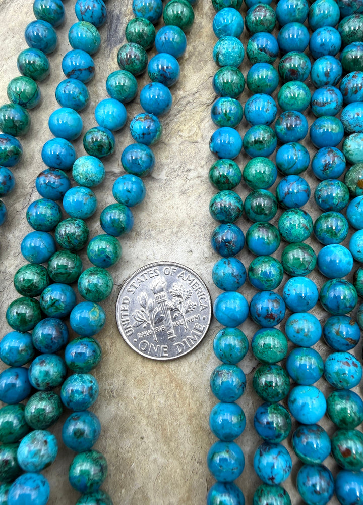 Natural Azurite and Malachite with Chrysocolla 6mm Round