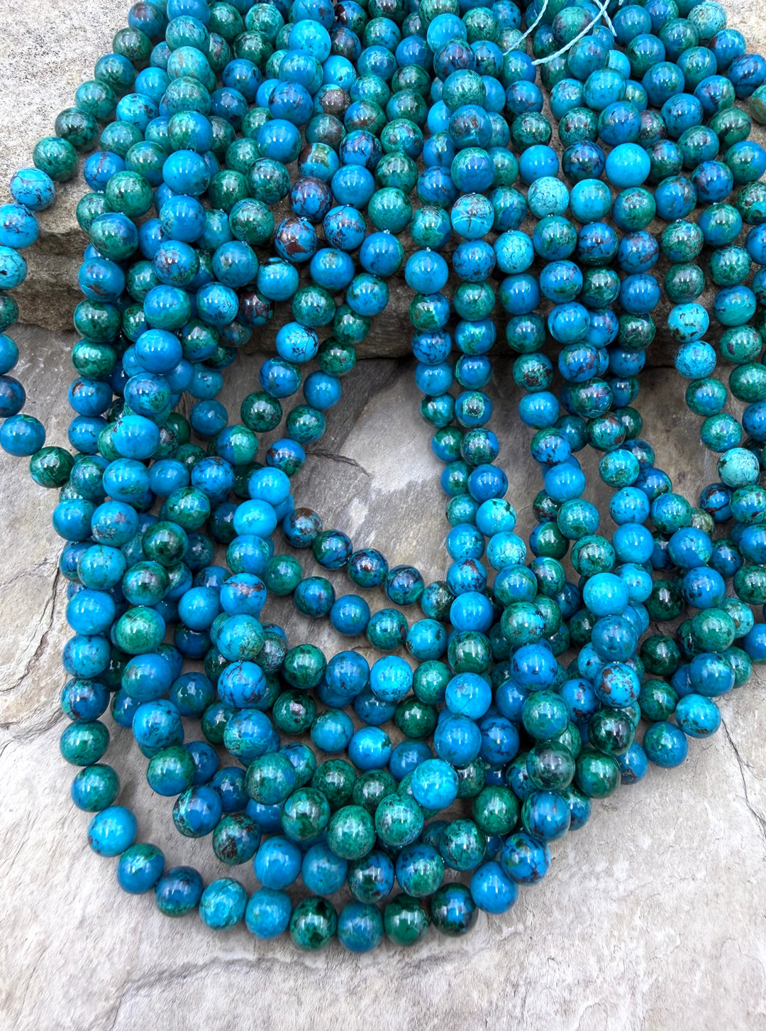 Natural Azurite and Malachite with Chrysocolla 6mm Round