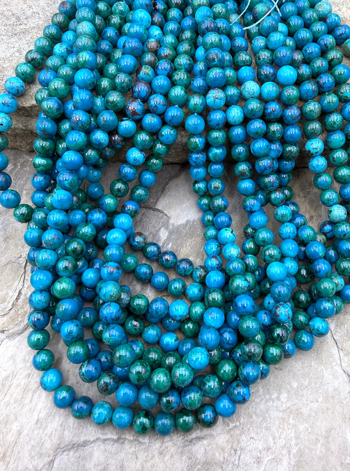 Natural Azurite and Malachite with Chrysocolla 6mm Round