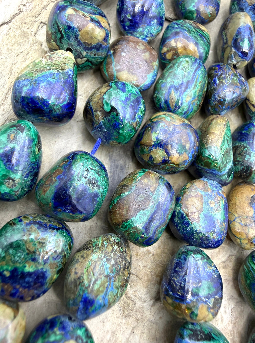 Natural Azurite and Malachite with Cooperite 10-14mm Nugget
