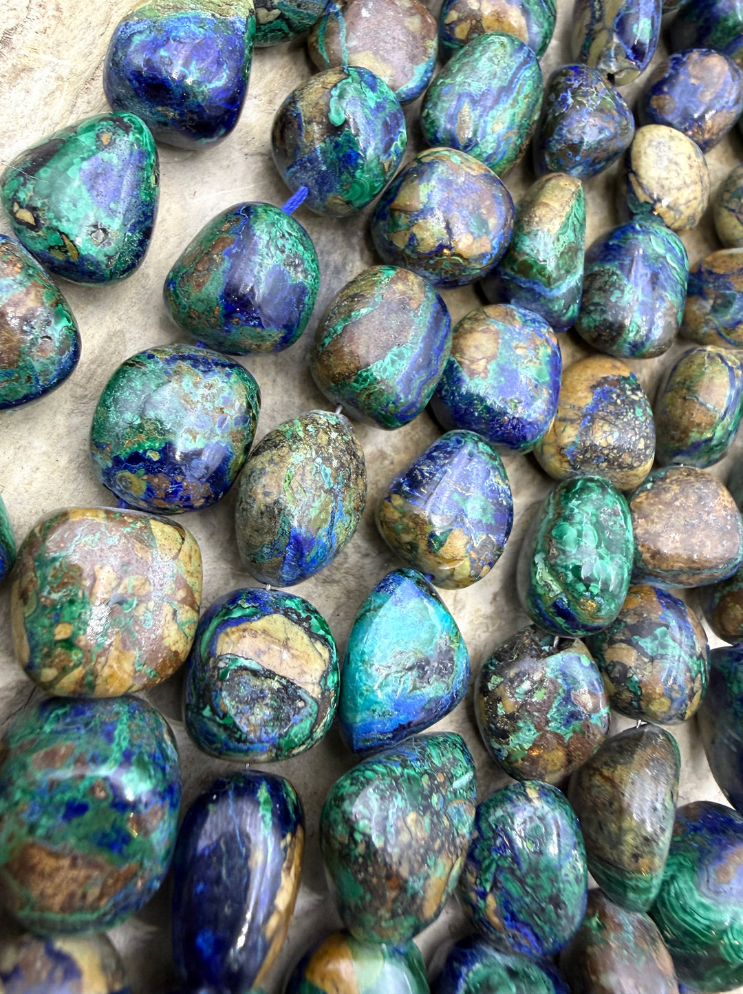 Natural Azurite and Malachite with Cooperite 10-14mm Nugget