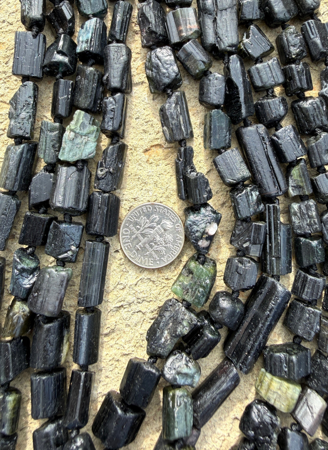 Natural Black Tourmaline Beads 6x7mm-10x15mm 16 Inch Strand