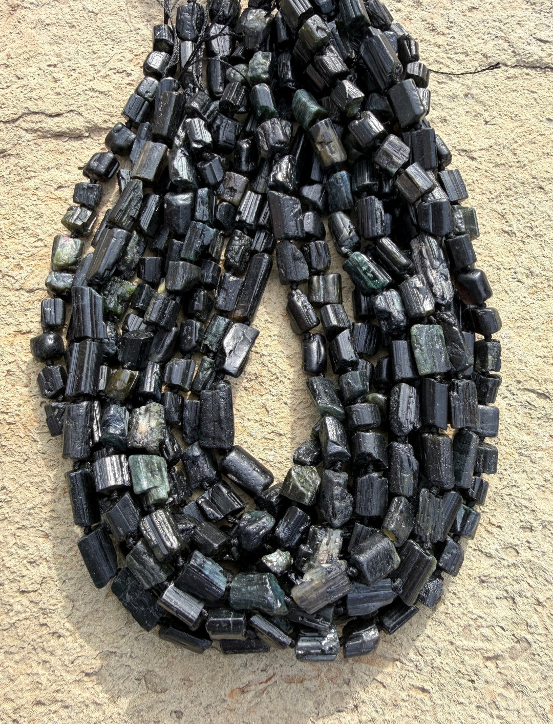 Natural Black Tourmaline Beads 6x7mm-10x15mm 16 Inch Strand