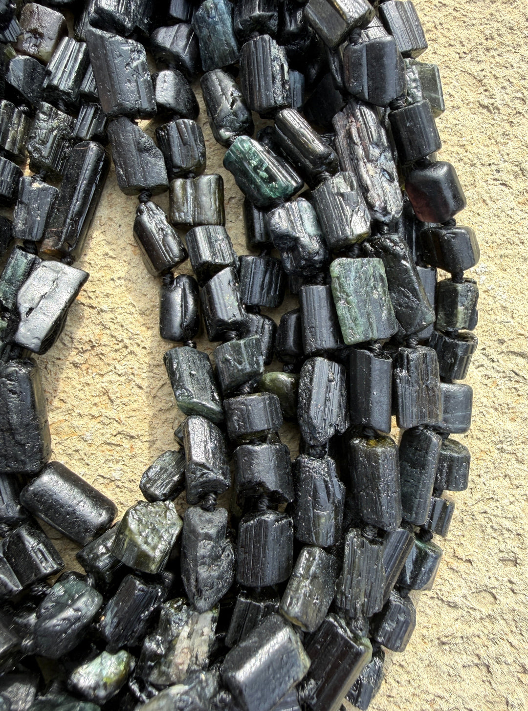 Natural Black Tourmaline Beads 6x7mm-10x15mm 16 Inch Strand