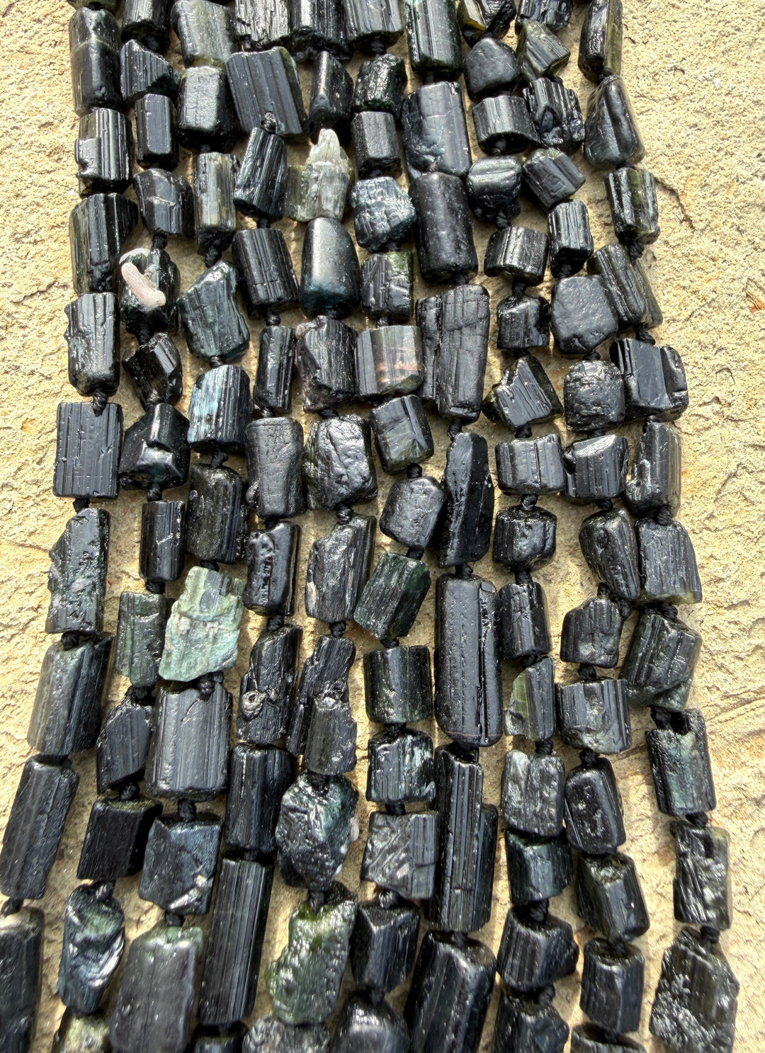 Natural Black Tourmaline Beads 6x7mm-10x15mm 16 Inch Strand