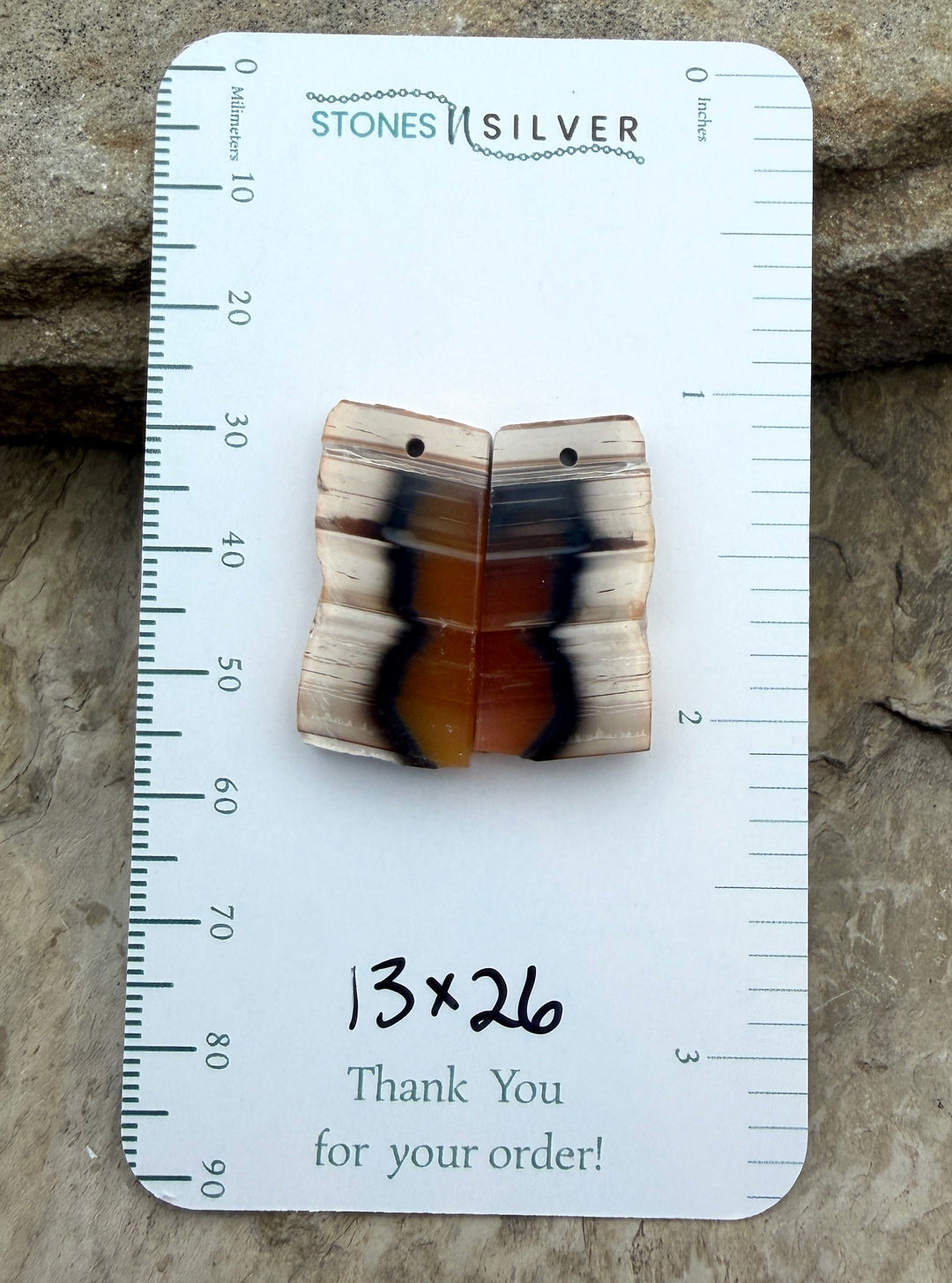 Natural Edge Carnelian Agate Earring Slab Bead Pair 13x26mm