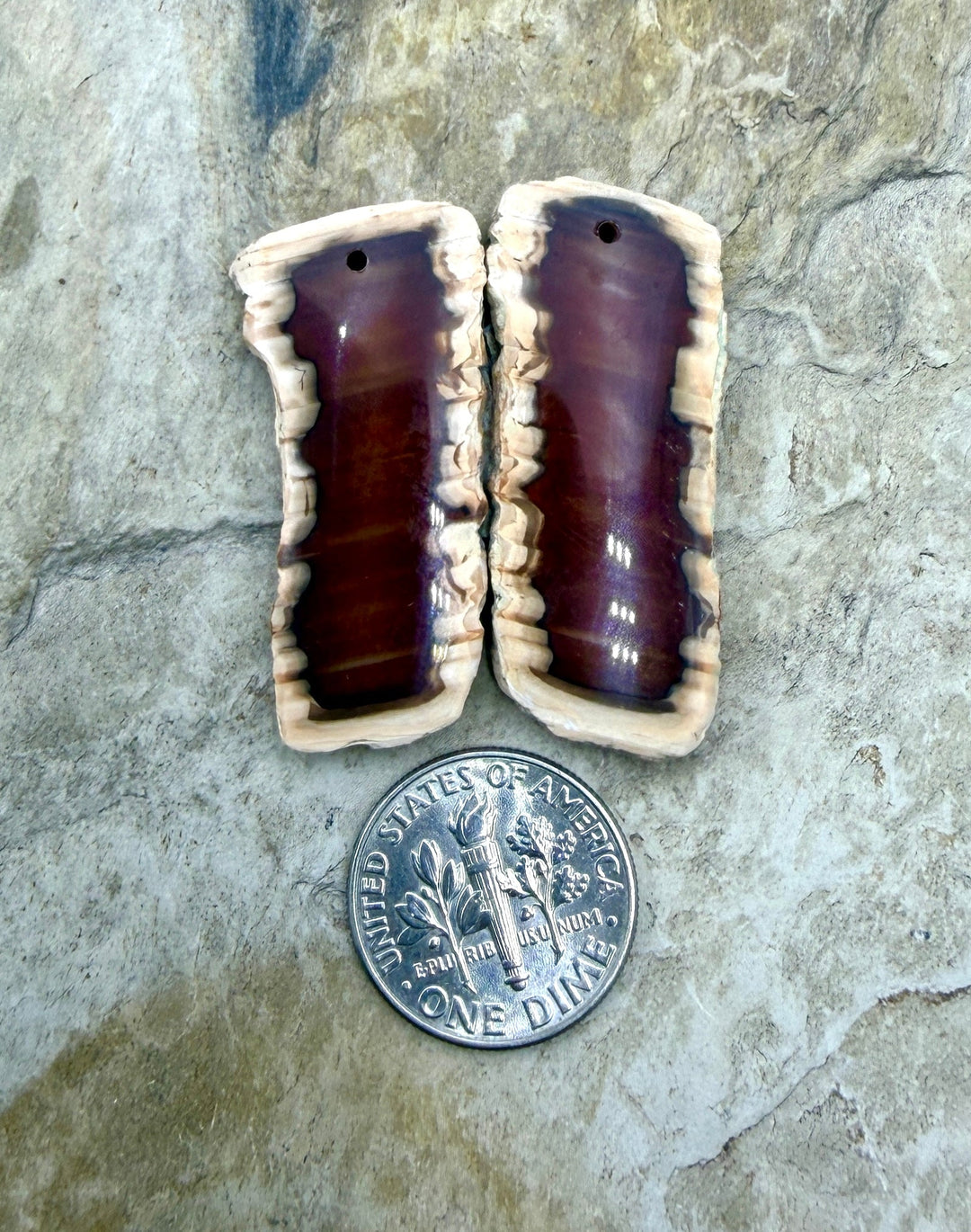 Natural Edge Carnelian Agate Earring Slab Bead Pair 14x36mm