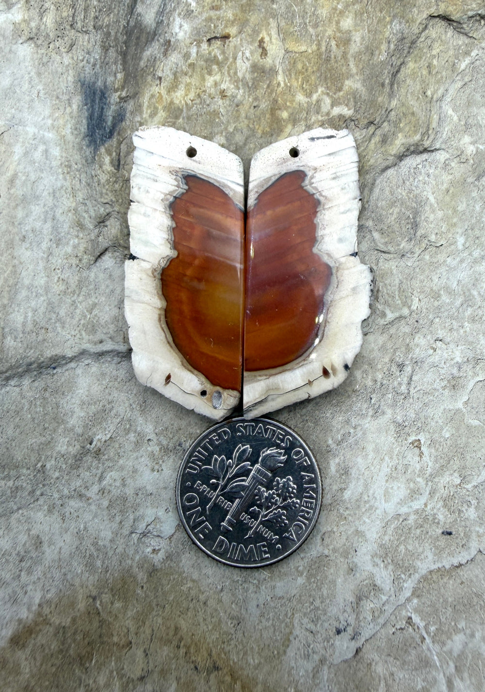 Natural Edge Carnelian Agate Earring Slab Bead Pair 16x35mm