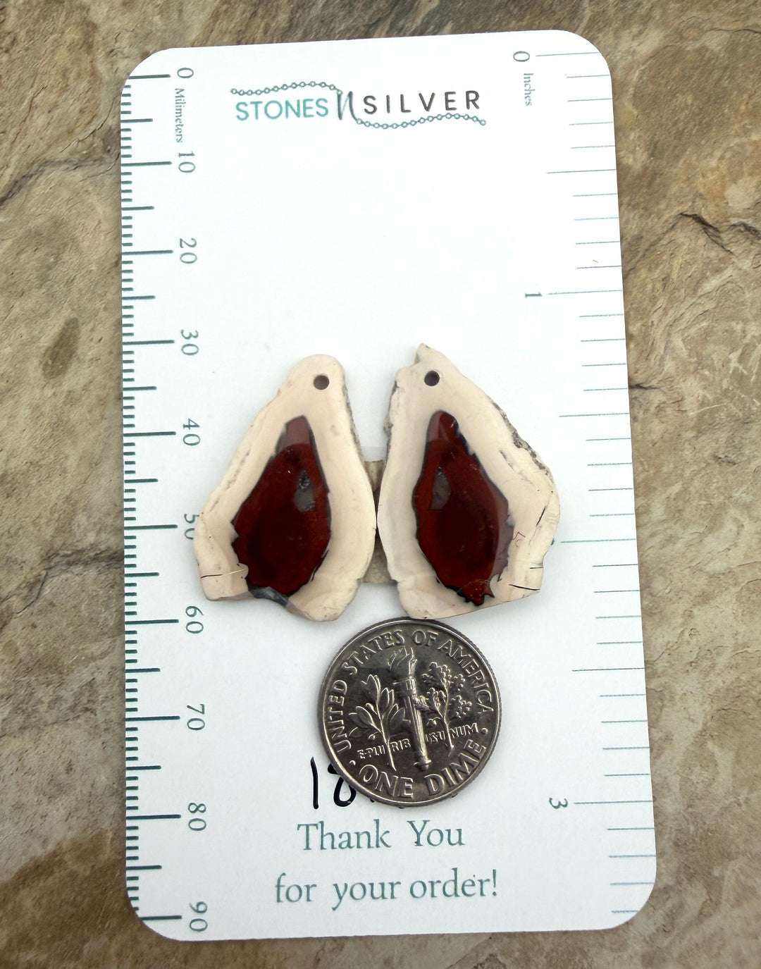 Natural Edge Carnelian Agate Earring Slab Bead Pair 18x26mm