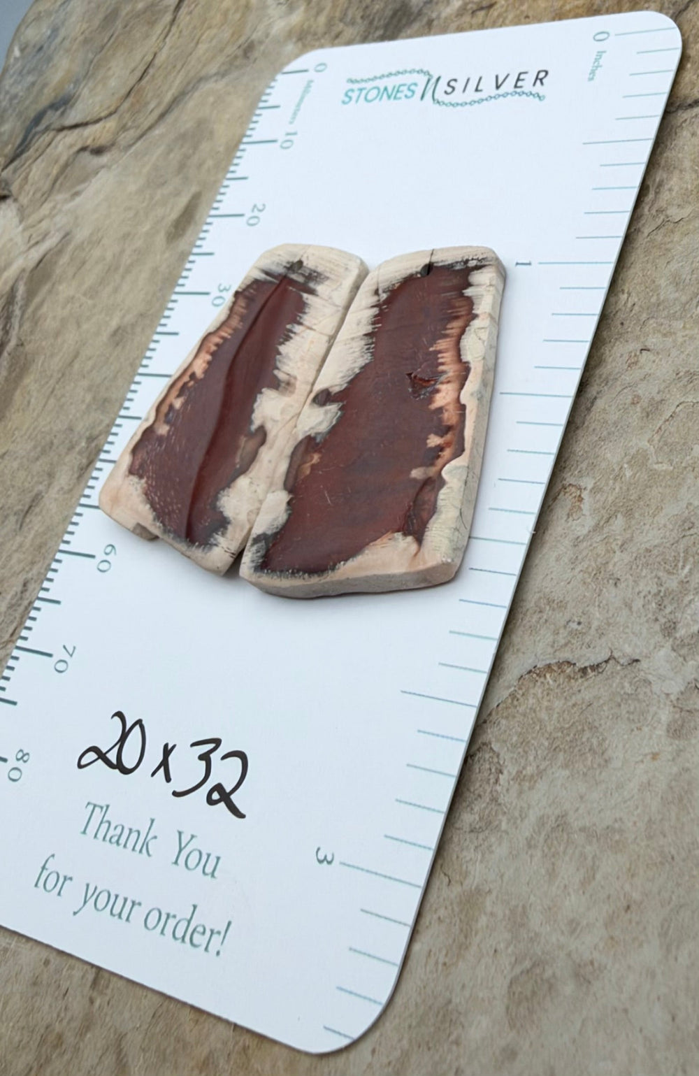 Natural Edge Carnelian Agate Earring Slab Bead Pair 20x32mm