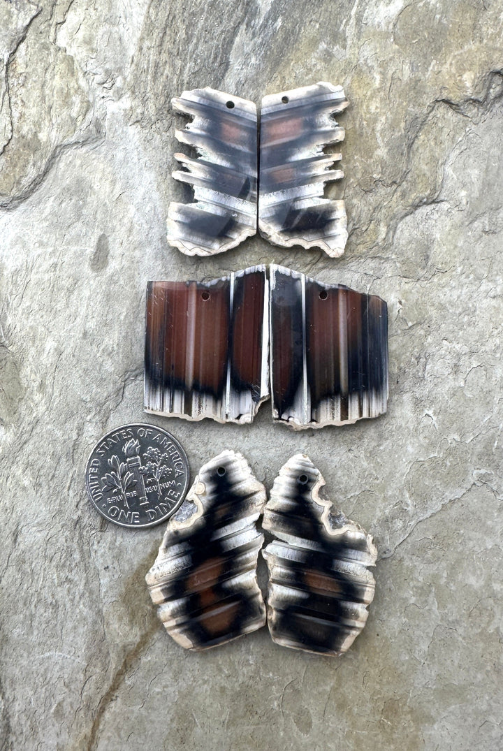Natural Edge Carnelian Agate Earring Slab Bead Pair Select