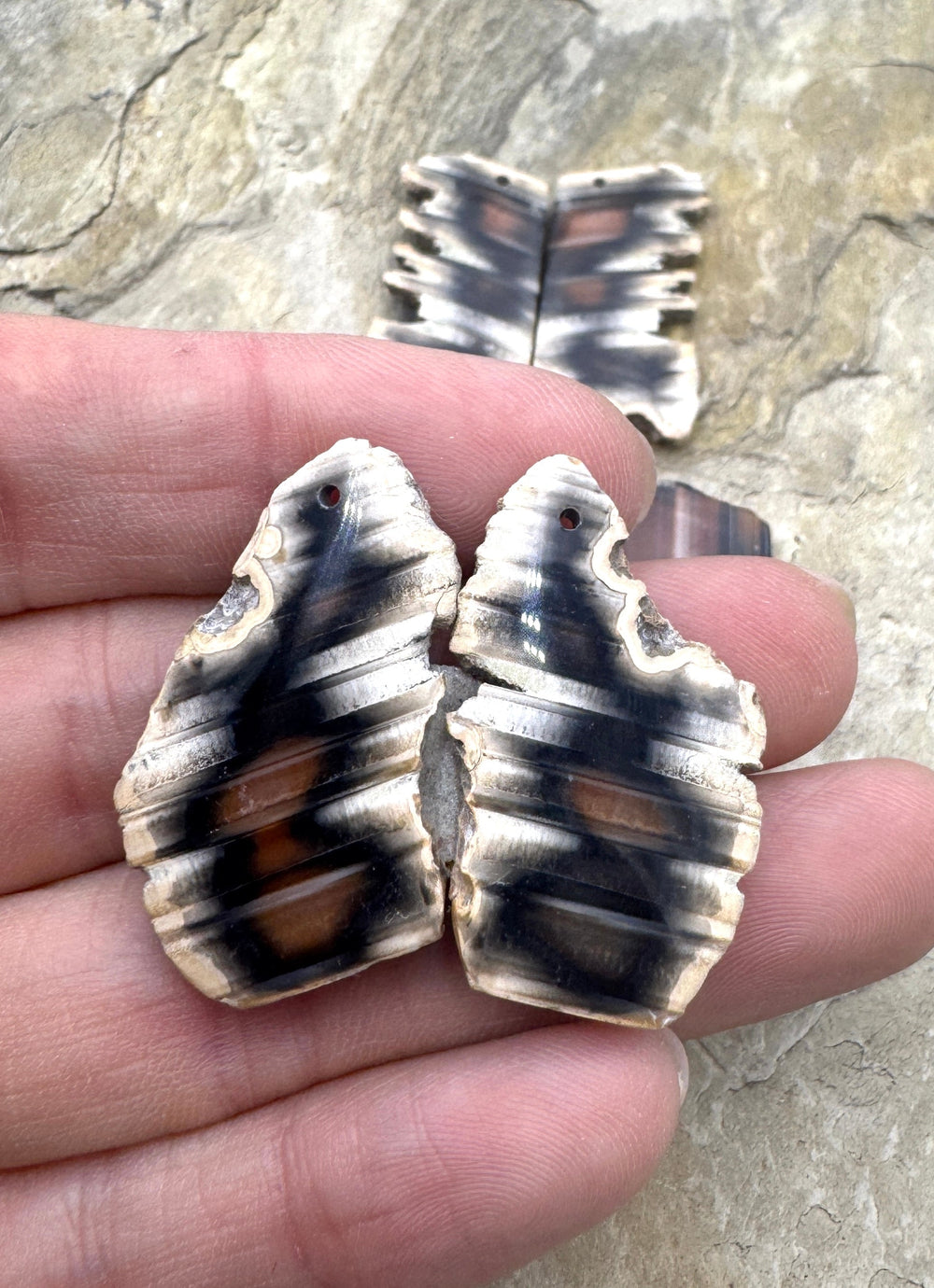 Natural Edge Carnelian Agate Earring Slab Bead Pair Select
