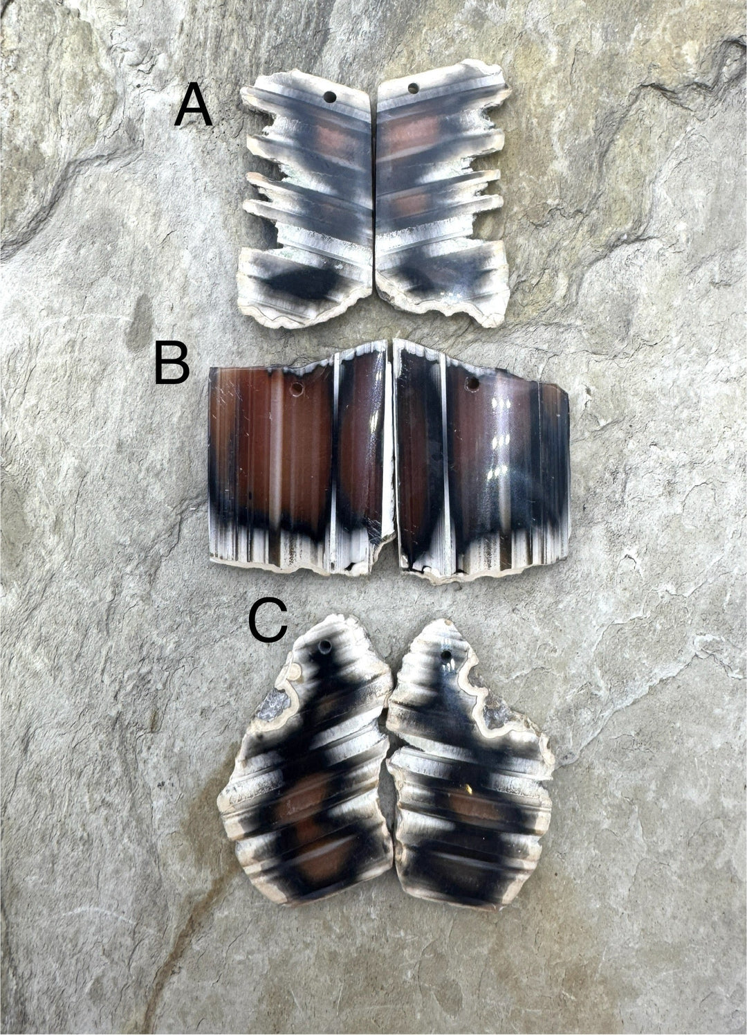 Natural Edge Carnelian Agate Earring Slab Bead Pair Select