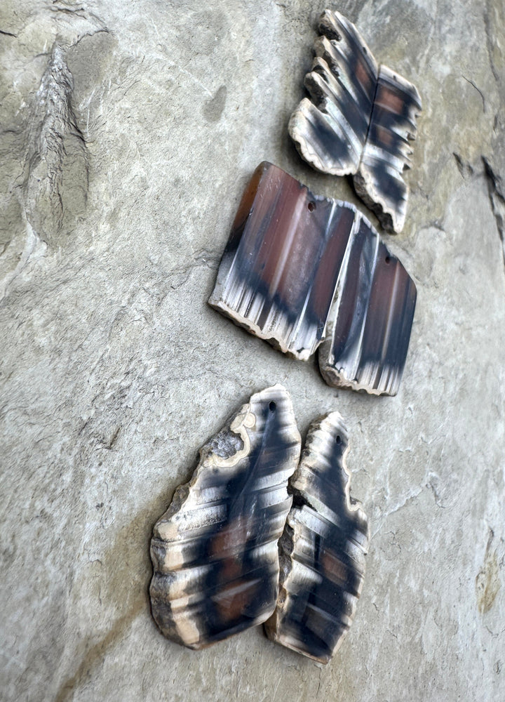 Natural Edge Carnelian Agate Earring Slab Bead Pair Select