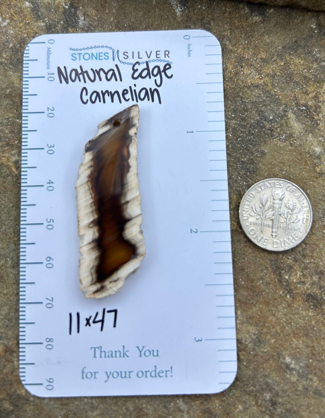 Natural Edge Carnelian Focal Pendant Bead 11x47mm