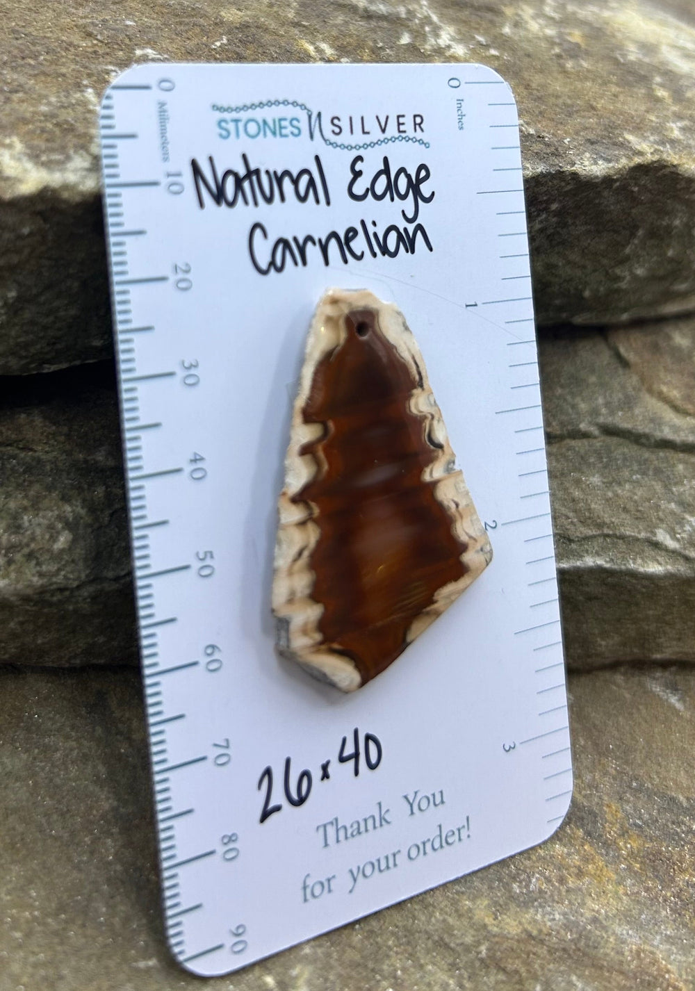 Natural Edge Carnelian Focal Pendant Bead 26x40mm