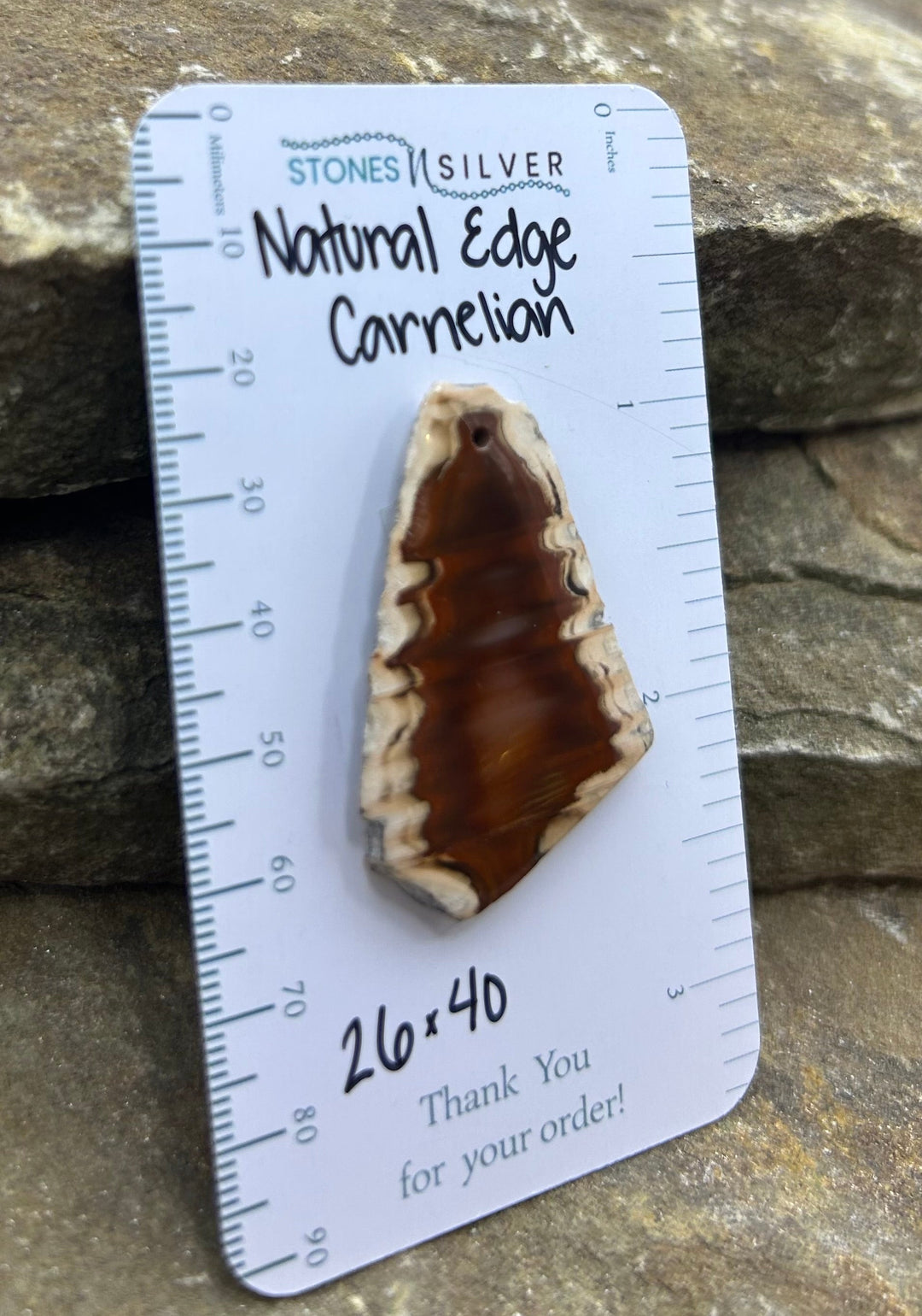Natural Edge Carnelian Focal Pendant Bead 26x40mm
