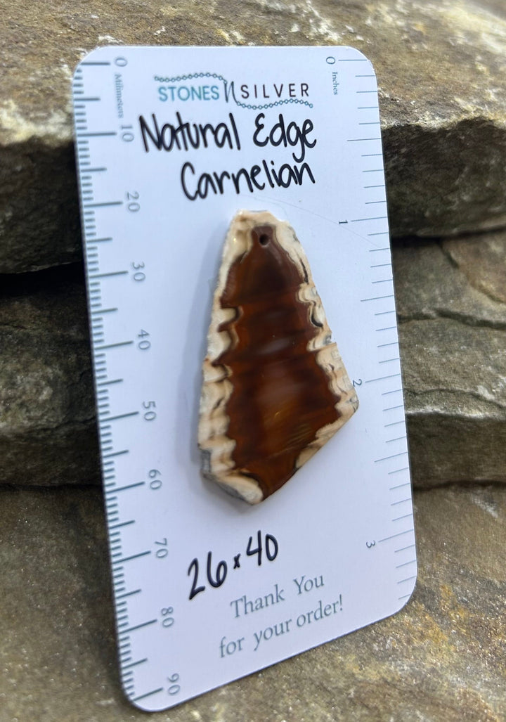 Natural Edge Carnelian Focal Pendant Bead 26x40mm