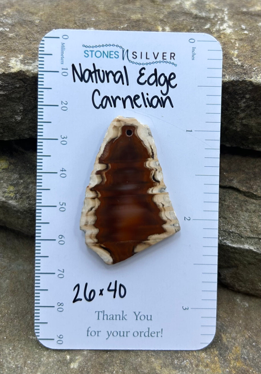 Natural Edge Carnelian Focal Pendant Bead 26x40mm