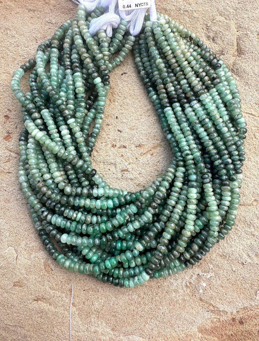 Natural Emerald 5mm Rondell Shaped Beads 15 inch Strand