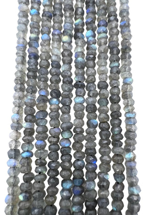 Natural Flashy Faceted Labradorite 4mm Rondelle Beads 16inch