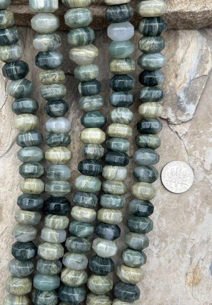 Natural Guatemalan Jade Big Rondelle Beads 14mm 16 inch