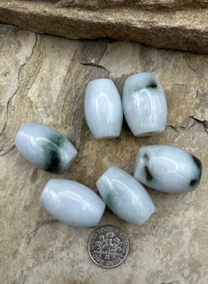 Natural Guatemalan Large White Jade Barrel Bead 19x26mm 4mm