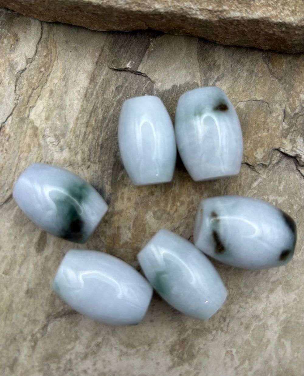 Natural Guatemalan Large White Jade Barrel Bead 19x26mm 4mm
