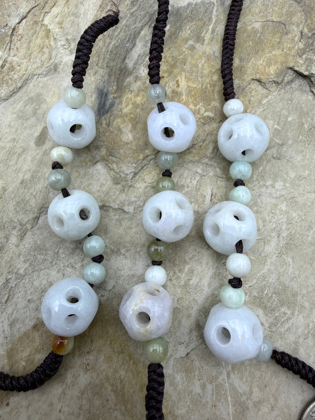 Natural Jade Focal Strand One 9 Bead Focal Strand - Natural