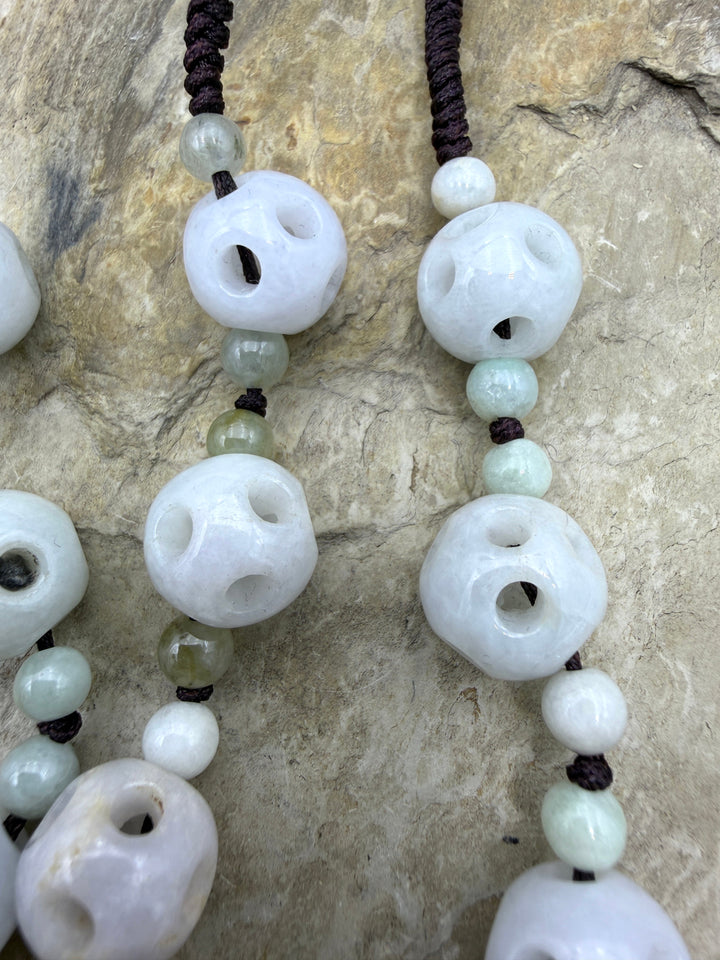 Natural Jade Focal Strand One 9 Bead Focal Strand - Natural