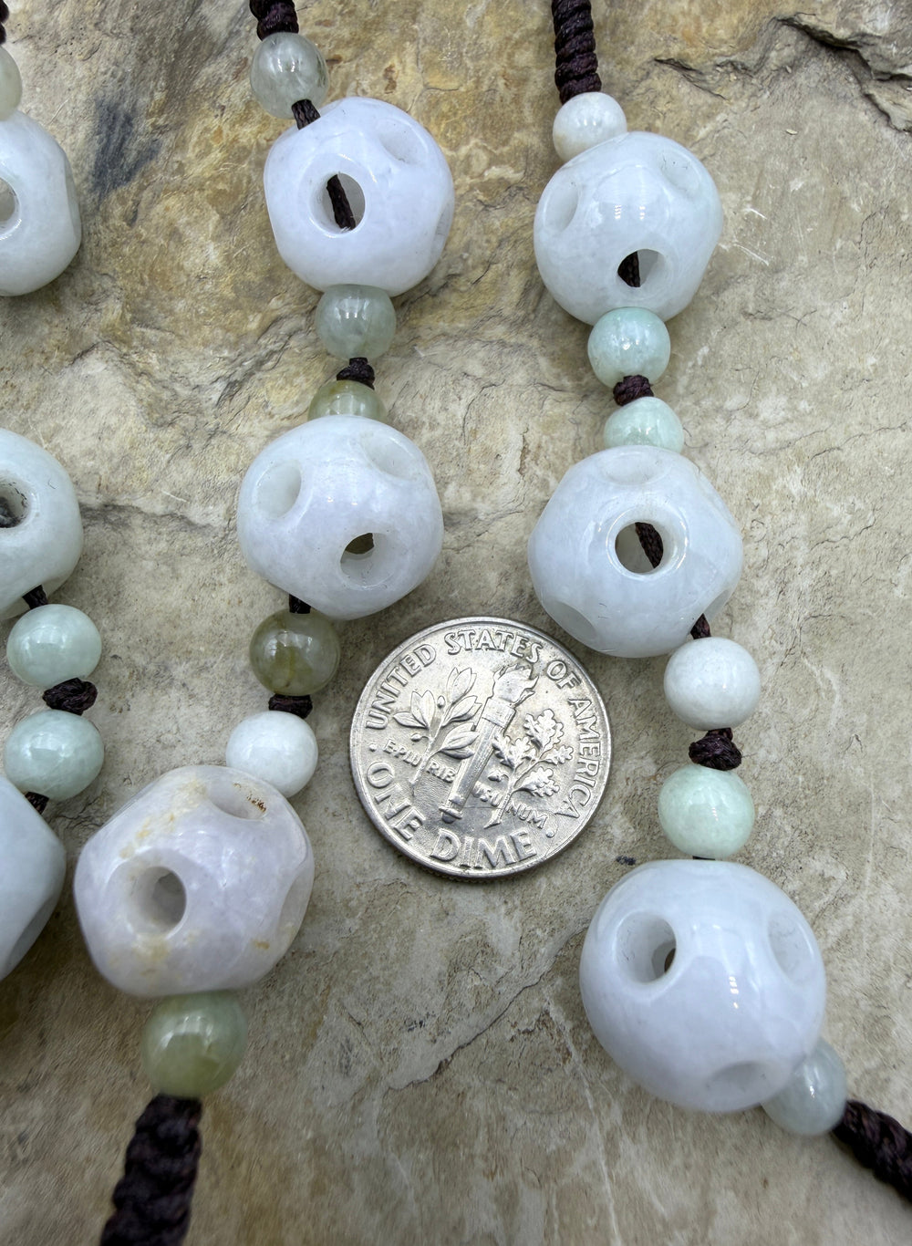 Natural Jade Focal Strand One 9 Bead Focal Strand - Natural