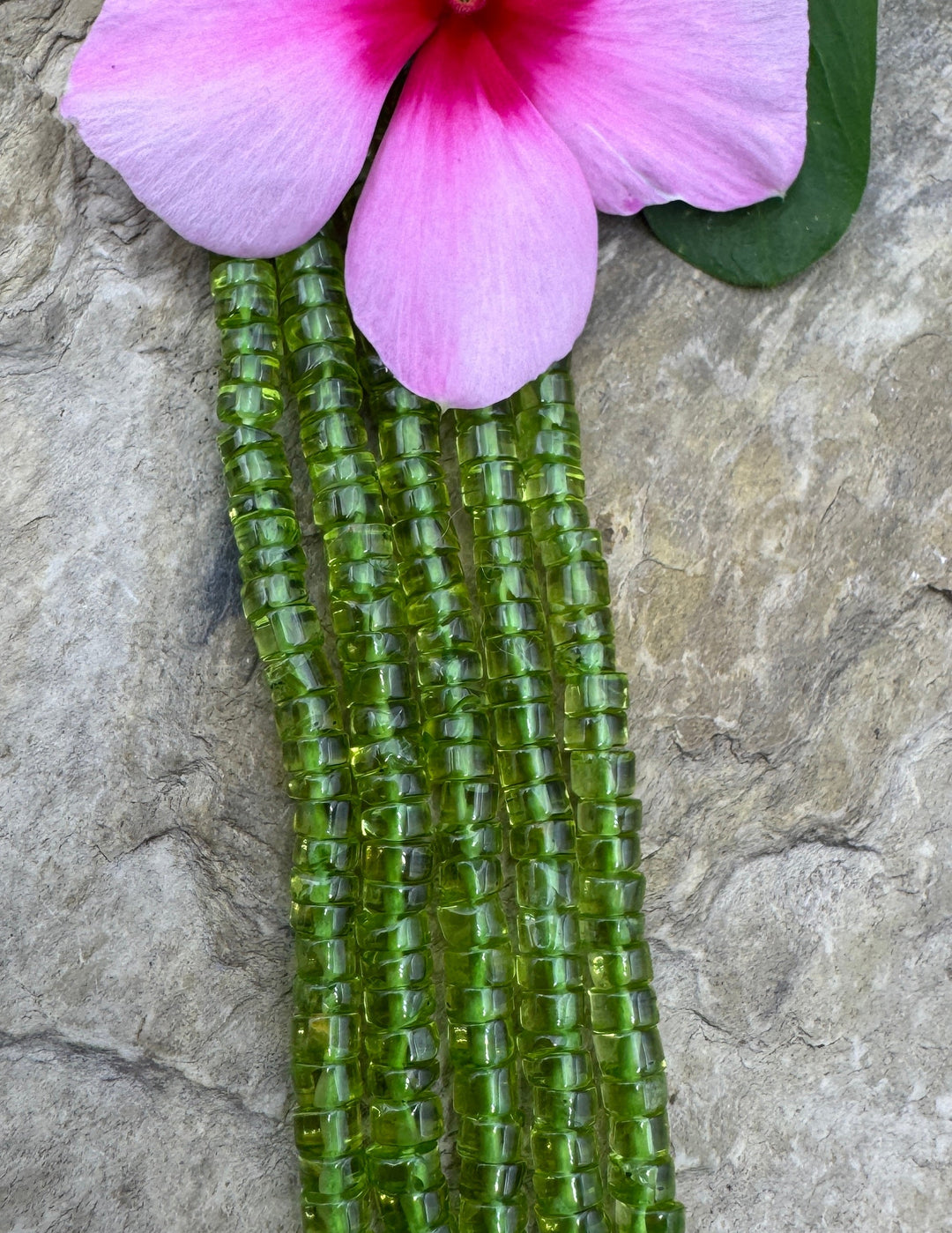 Natural Peridot 4mm Heishi Beads 14.5 Inch Strand - Peridot