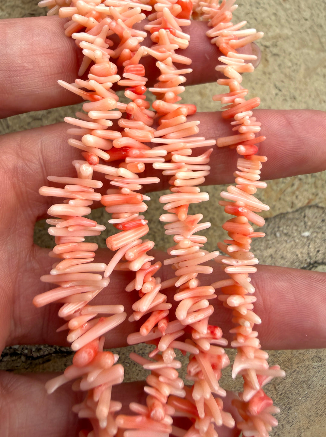 Natural Pink Coral (Taiwan) Branch Bead 6-10mm One 16 Inch