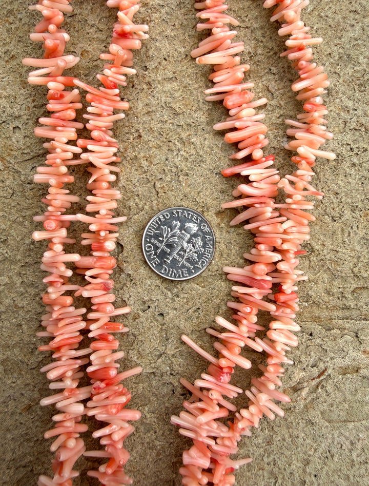 Natural Pink Coral (Taiwan) Branch Bead 6-10mm One 16 Inch