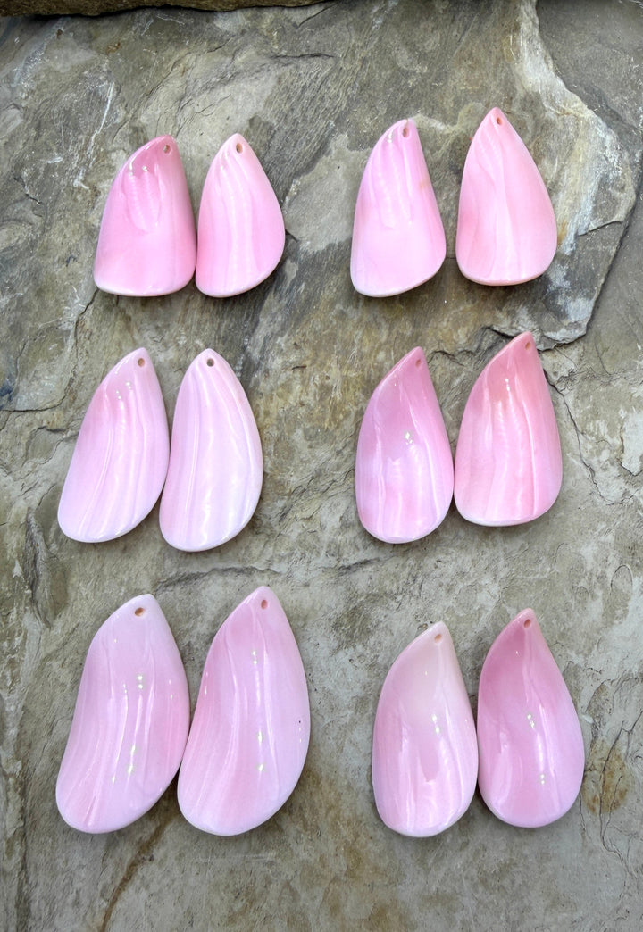 Natural Pink Queen Conch Earring Pairs 17x35-18x40mm
