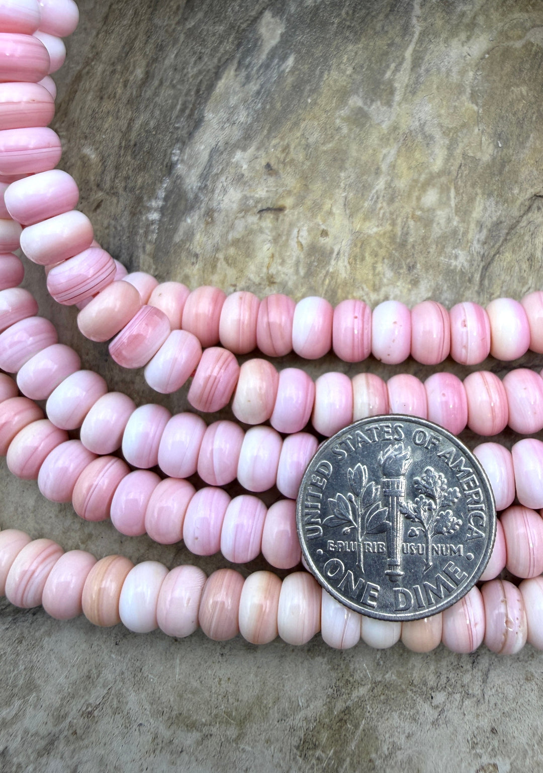 Natural Pink Queen Conch Shell 6mm Rondelle Beads ONE 16