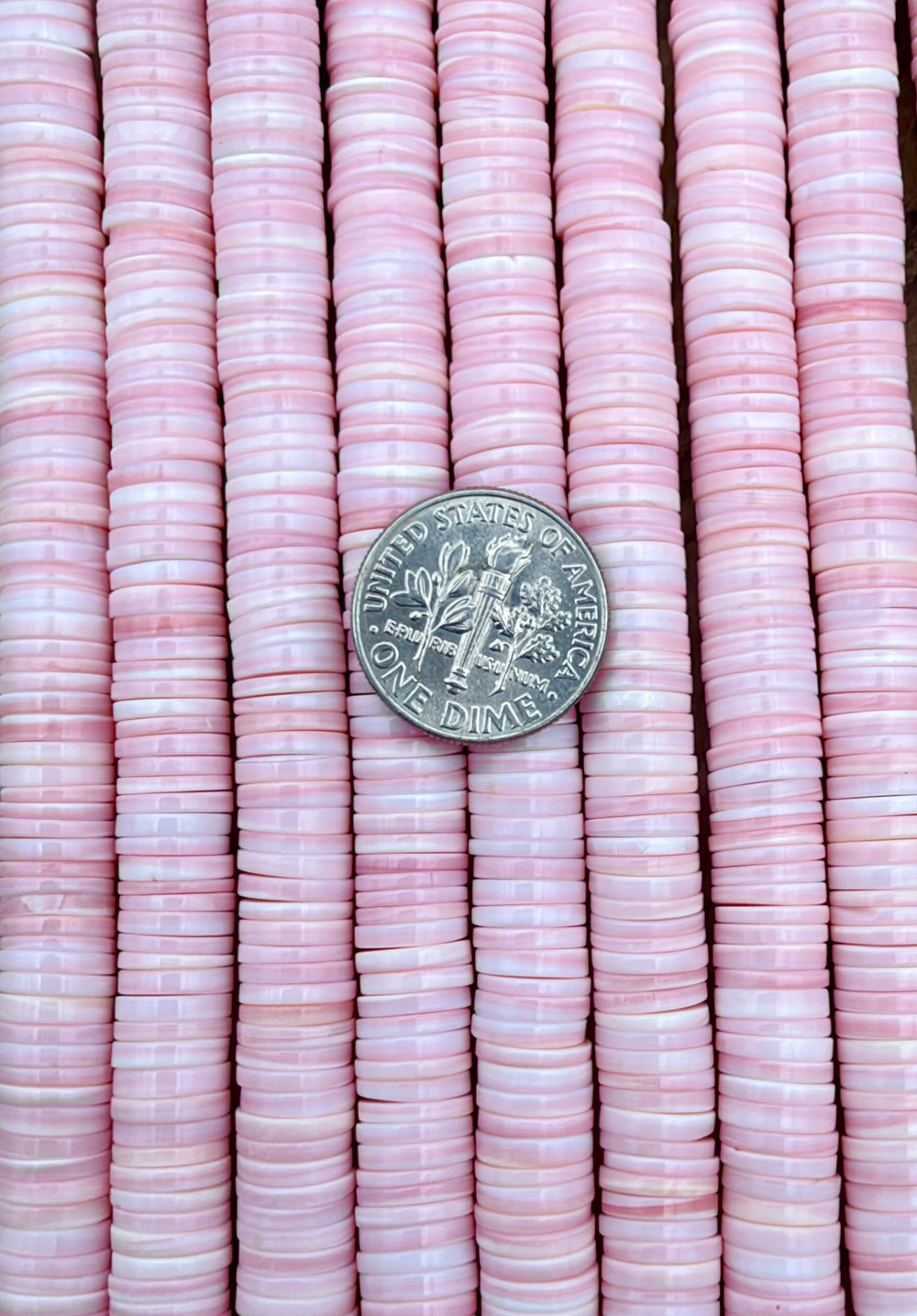 Natural Pink Queen Conch Shell 8mm Heishi Beads ONE 16 inch