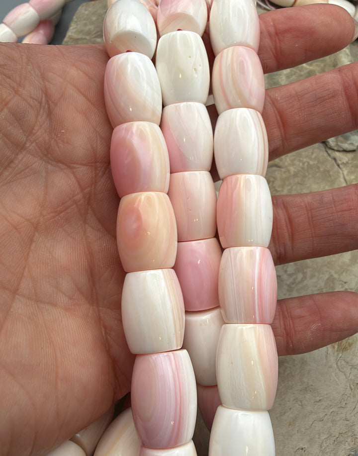 Natural Pink Queen Conch Shell BIG Barrel Beads 13x17mm